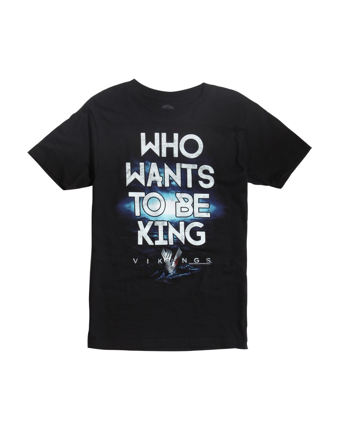 Vikings Who Wants To Be King T-Shirt, BLACK, hi-res
