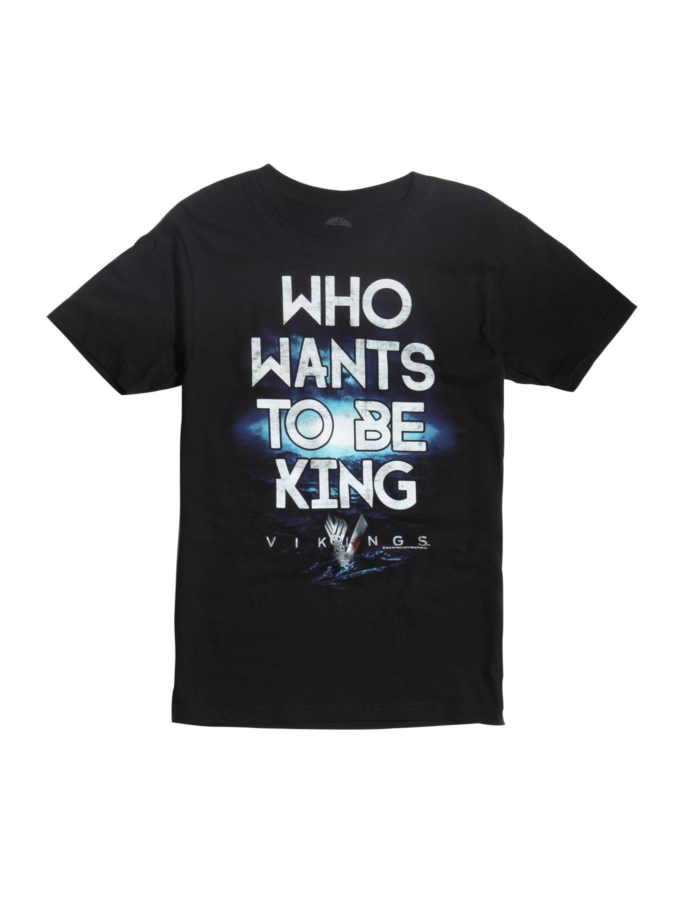 Vikings Who Wants To Be King T-Shirt, BLACK, hi-res