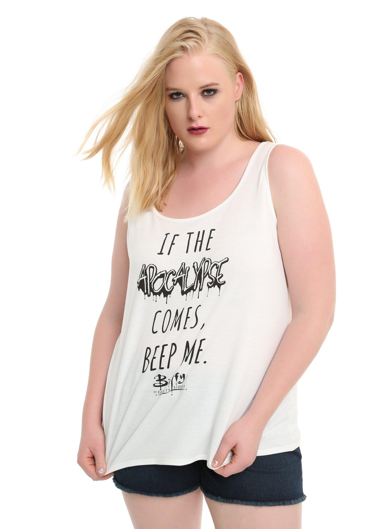 Buffy The Vampire Slayer Beep Me Girls Lace Back Tank Top Plus Size, BLACK, hi-res