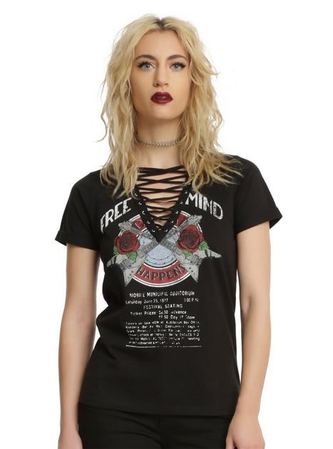 Black Lace-Up Rock Art Girls Top | Hot Topic