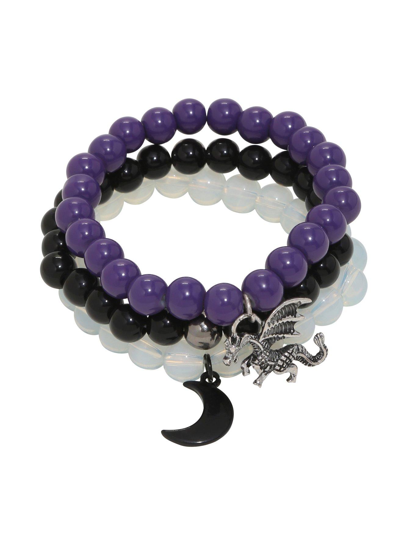 Blackheart Beaded Dragon & Moon Bracelet Set, , hi-res