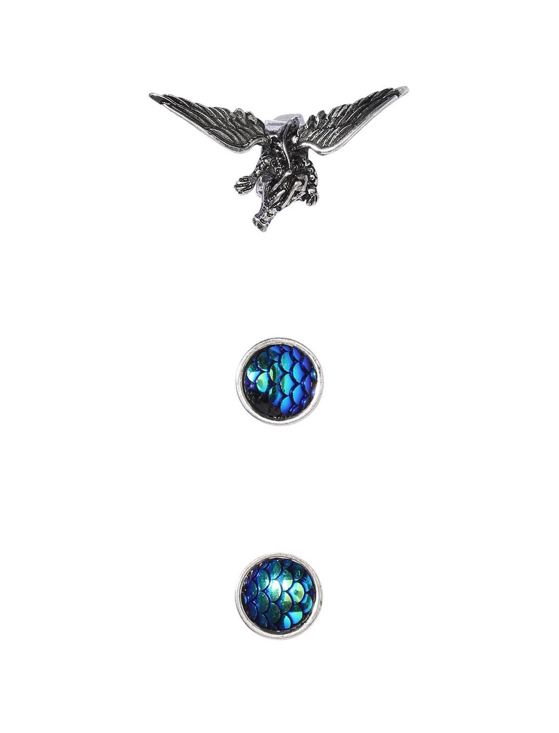 Blackheart Dragon Scale Earrings & Dragon Cuff, , hi-res