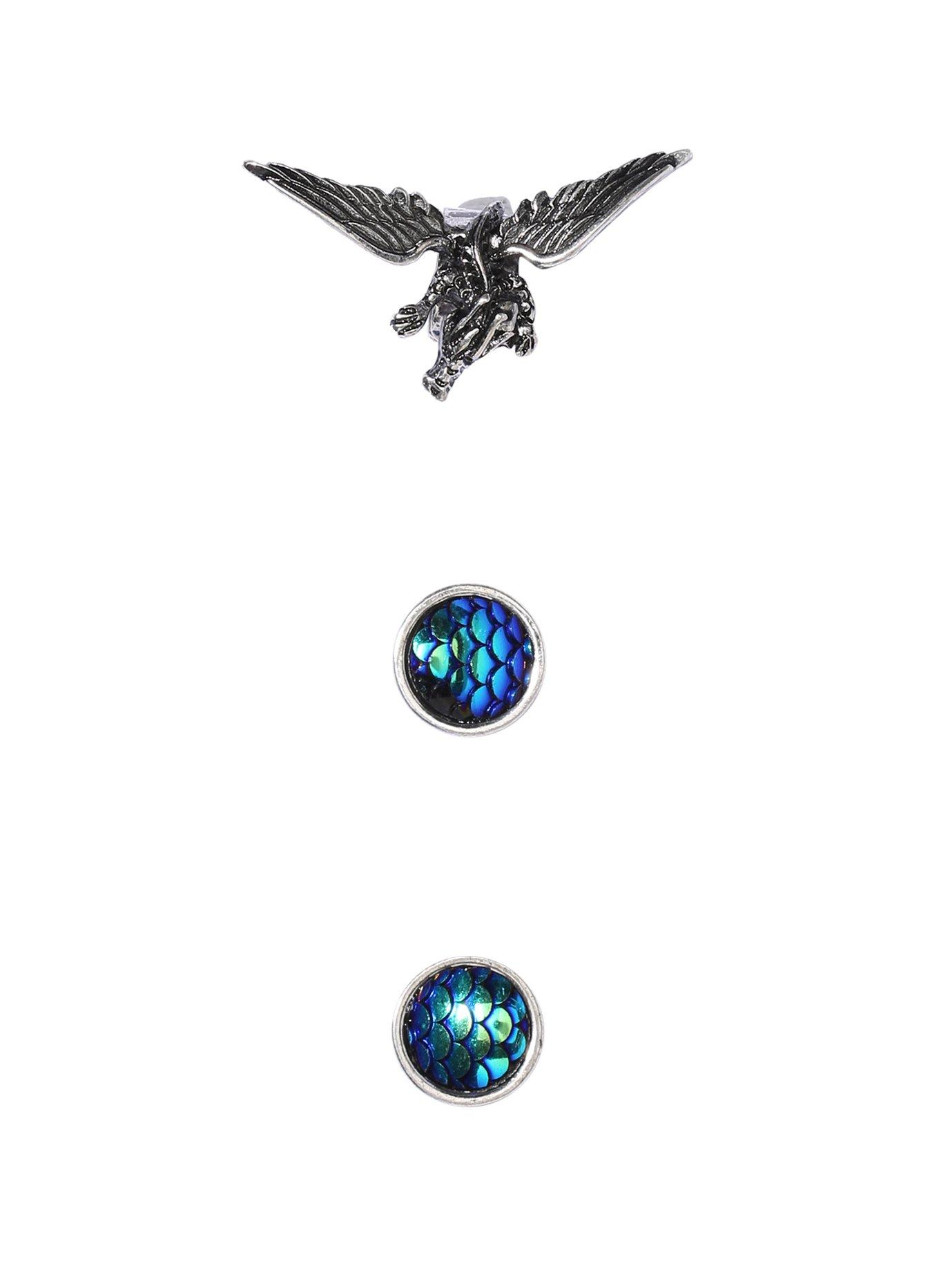 Blackheart Dragon Scale Earrings & Dragon Cuff, , hi-res