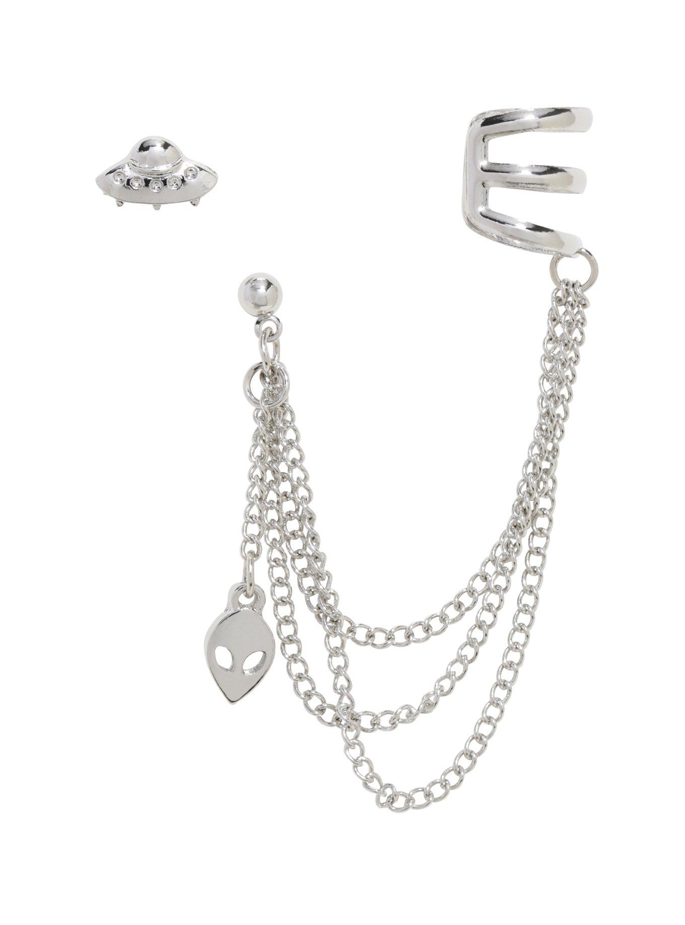 Blackheart Alien UFO Cuff Earrings, , hi-res
