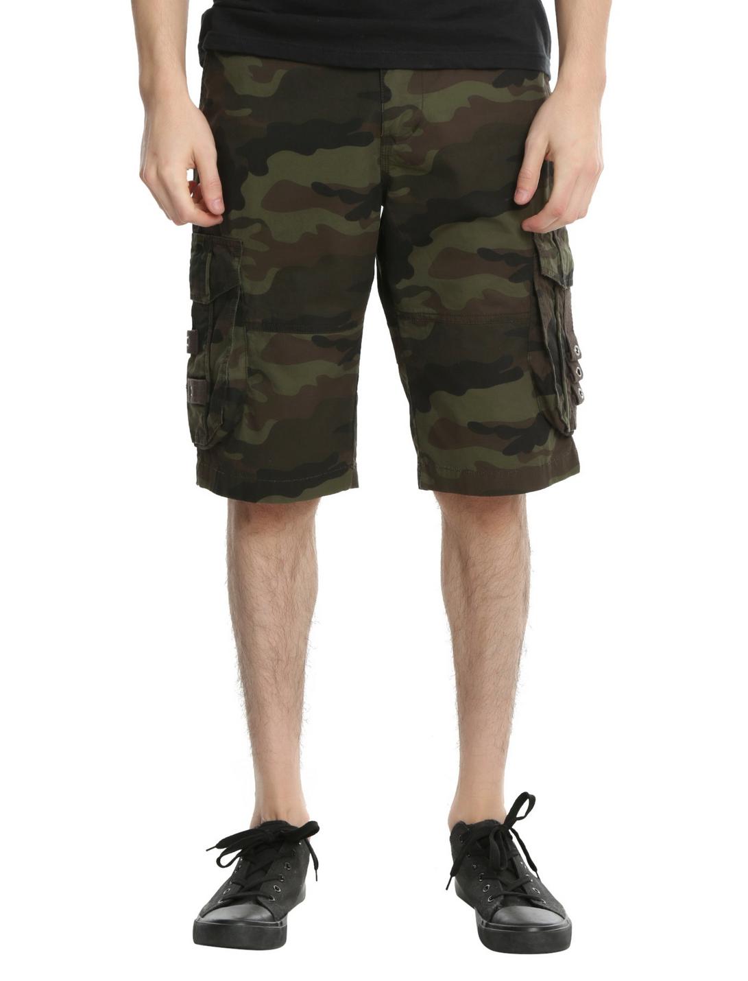 Camouflage Cargo Shorts, GREEN, hi-res