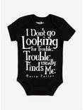 Harry Potter Trouble Finds Me Baby Bodysuit, BLACK, hi-res