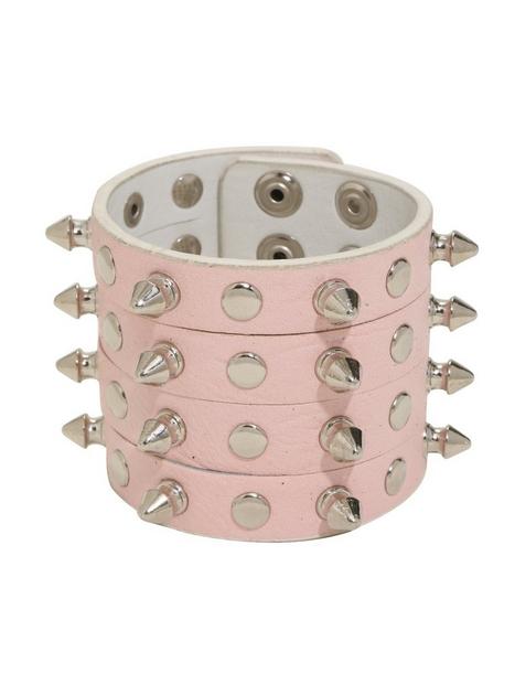 Pink Faux Leather Spike Cuff | Hot Topic