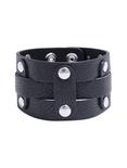 Black Strap Flat Stud Cuff Bracelet, , hi-res