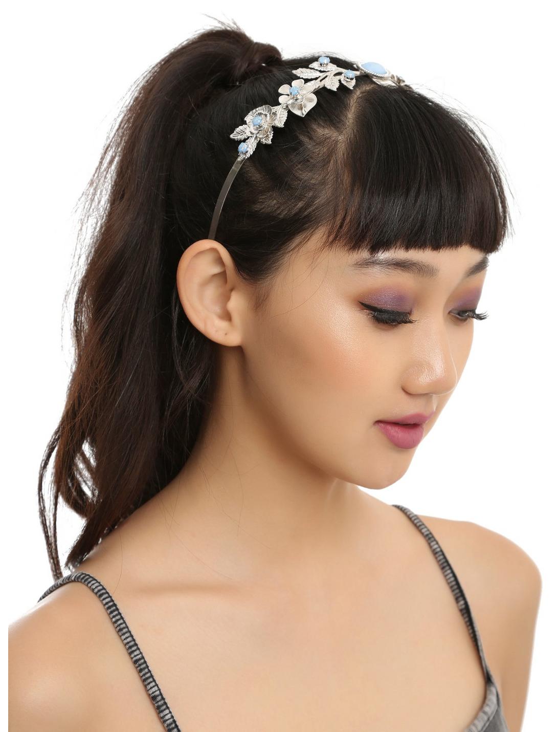Metal Filagree Opal Floral Headband, , hi-res