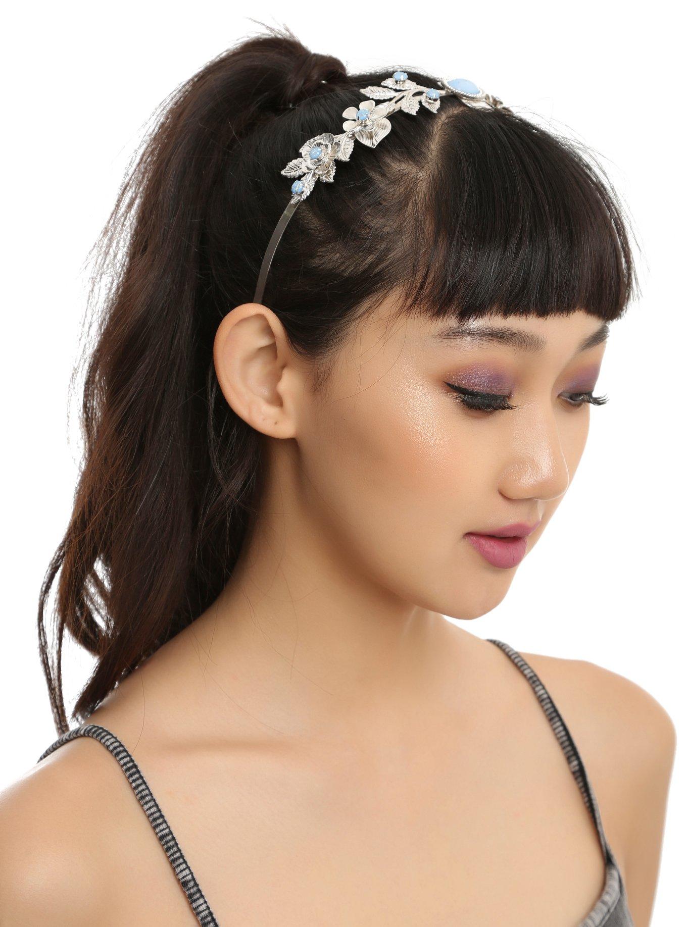 Metal Filagree Opal Floral Headband, , hi-res