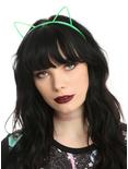 Green & Rainbow Plastic Cat Ear Headband Set, , hi-res