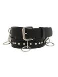 Black Leather O-Ring Belt, BLACK, hi-res