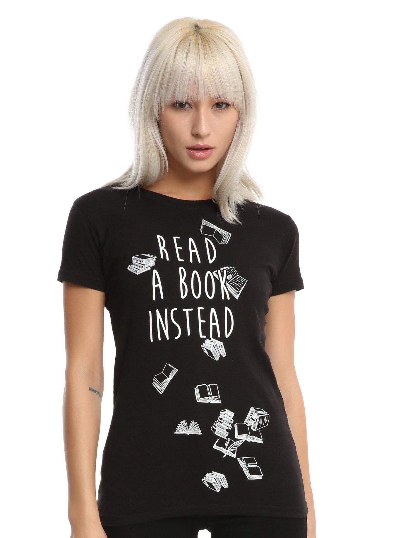 Read A Book Instead Girls T-Shirt, BLACK, hi-res