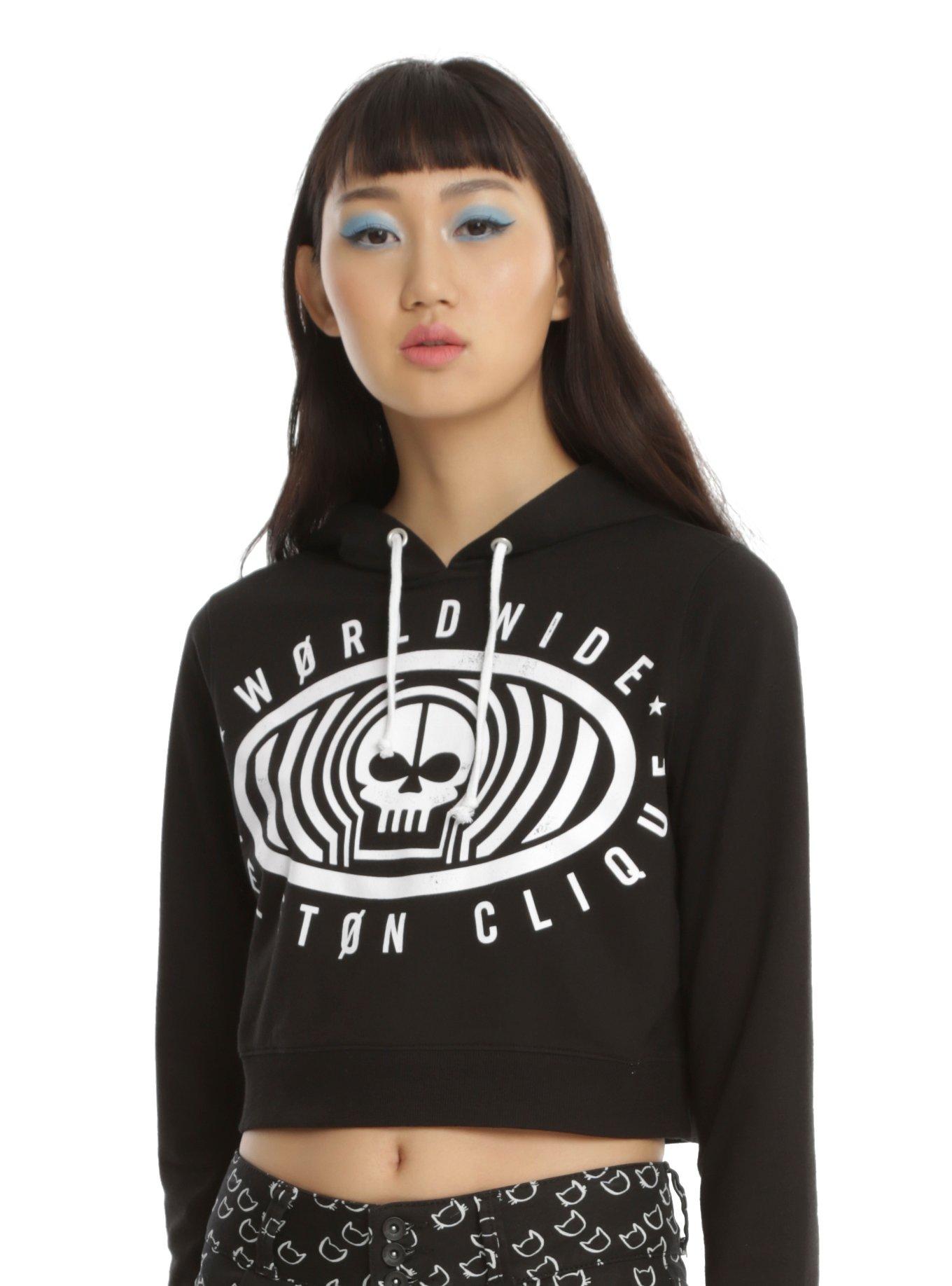 Twenty One Pilots Worldwide Skeleton Clique Girls Crop Hoodie, BLACK, hi-res