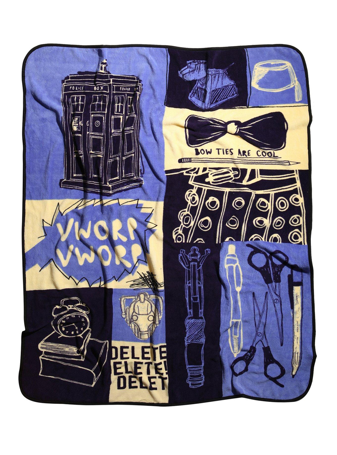 Doctor Who Sketches Throw Blanket Hot Topic