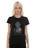Sherlock Silhouette Girls T-Shirt, BLACK, hi-res