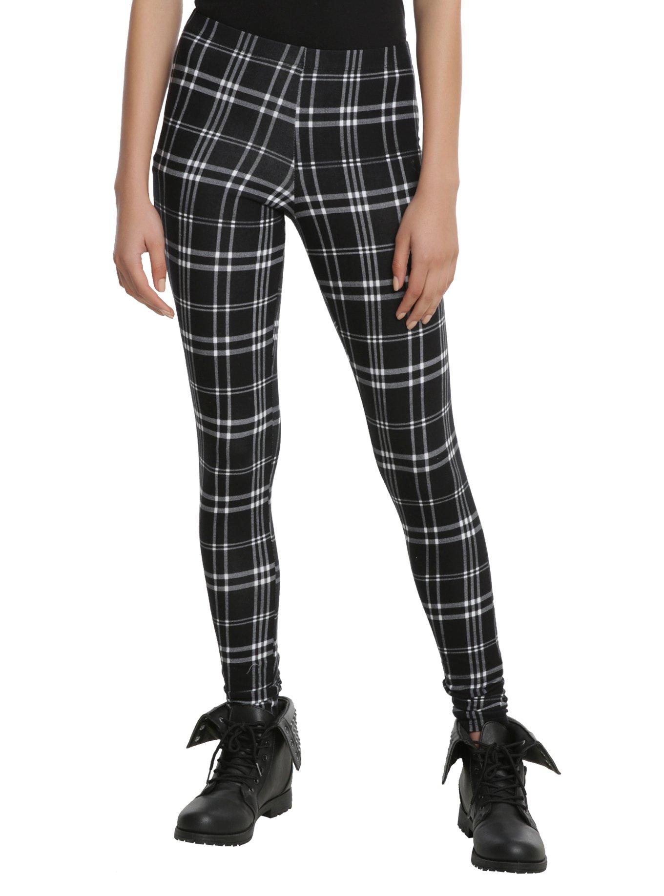 Blackheart Black & White Plaid Leggings, BLACK, hi-res