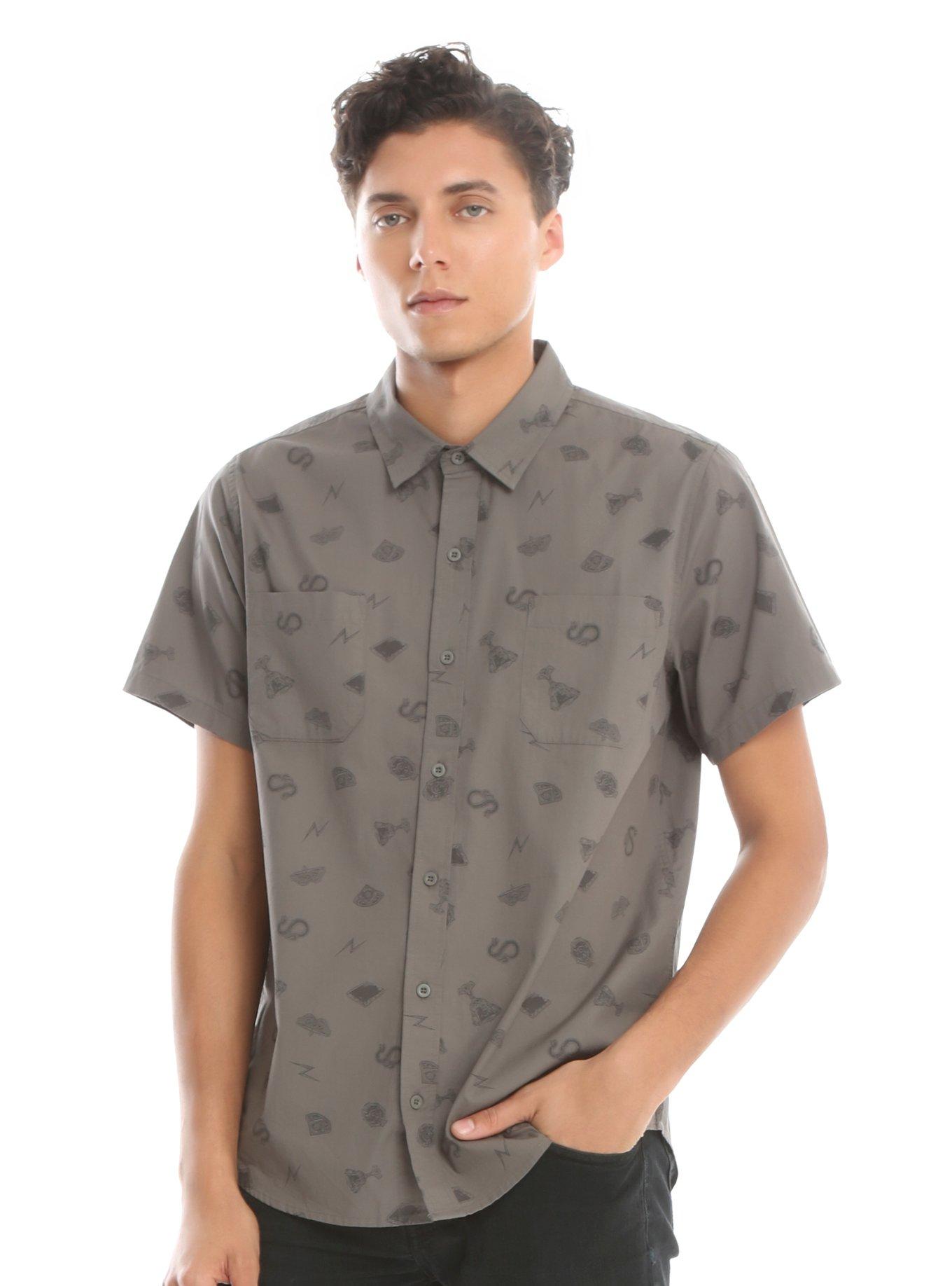 Harry Potter Horcrux Woven Button-Up, GREY, hi-res