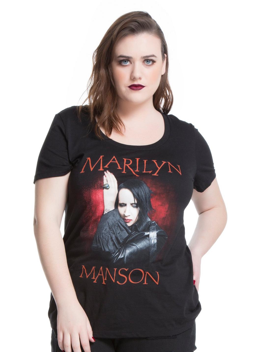 Marilyn Manson Wall Lean Girls T-Shirt Plus Size, BLACK, hi-res