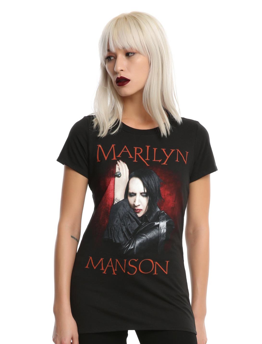 Marilyn Manson Wall Lean Girls T-Shirt, BLACK, hi-res