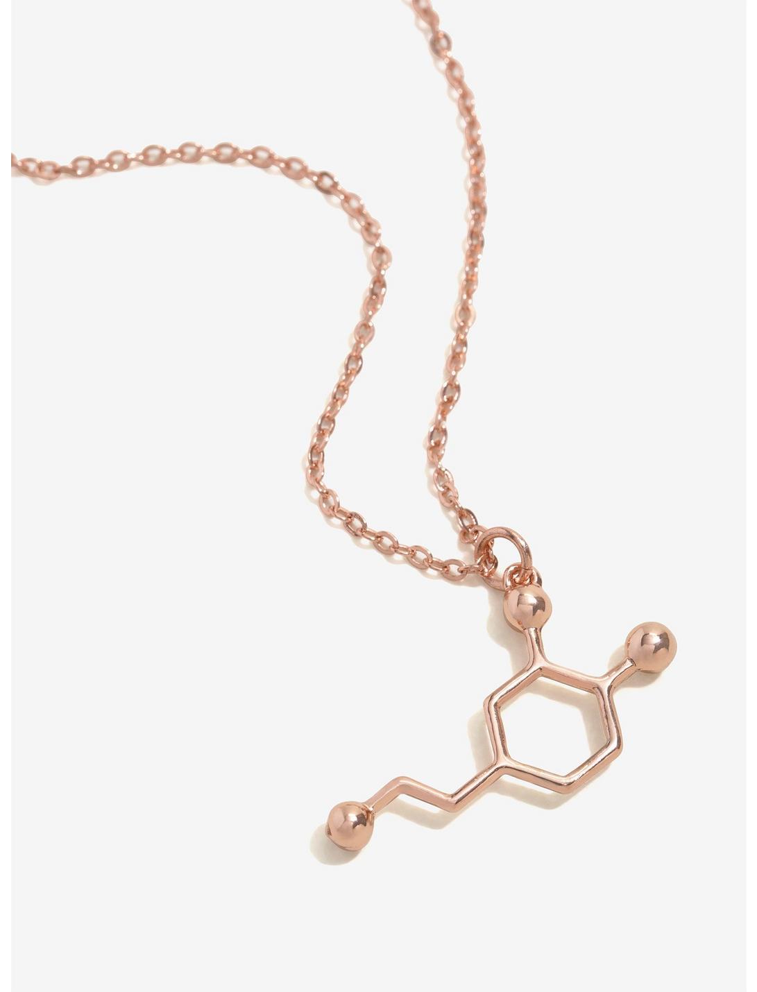 Dopamine Molecular Structure Rose Gold Plated  Necklace, , hi-res