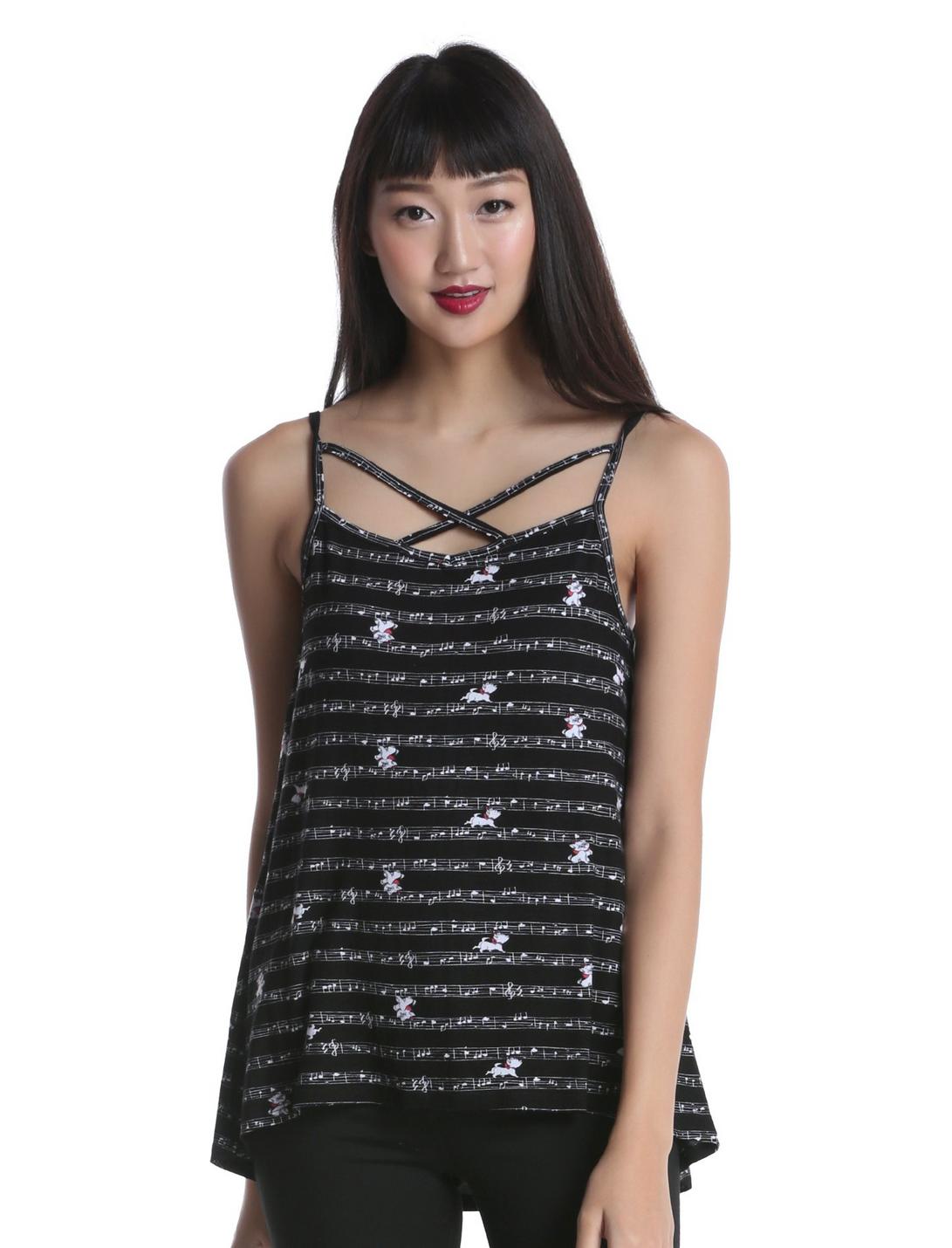 Disney The Aristocats Marie Music Staff Strappy Tank Top, BLACK, hi-res