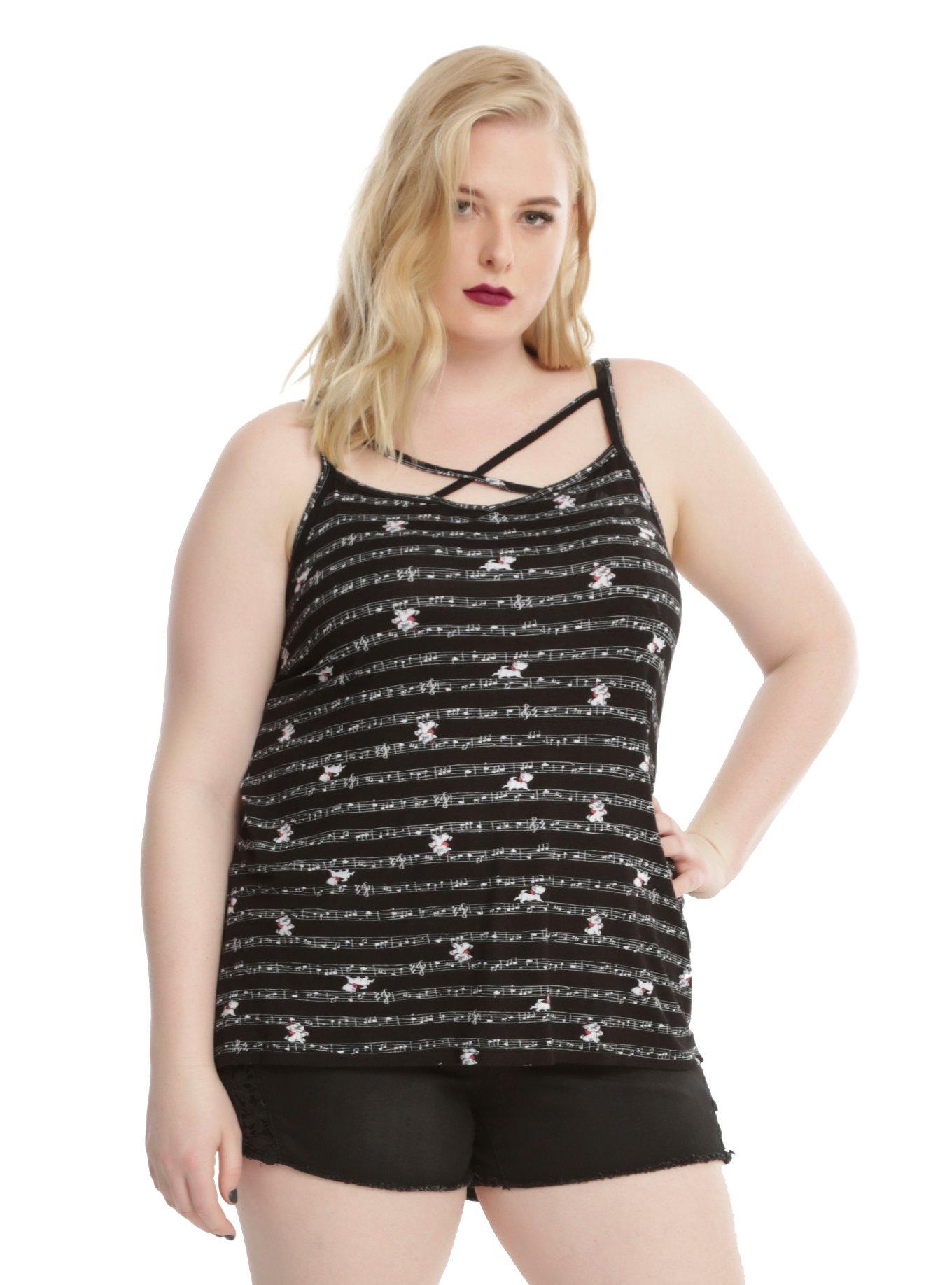 Disney The Aristocats Marie Music Staff Strappy Girls Tank Top Plus Size, BLACK, hi-res
