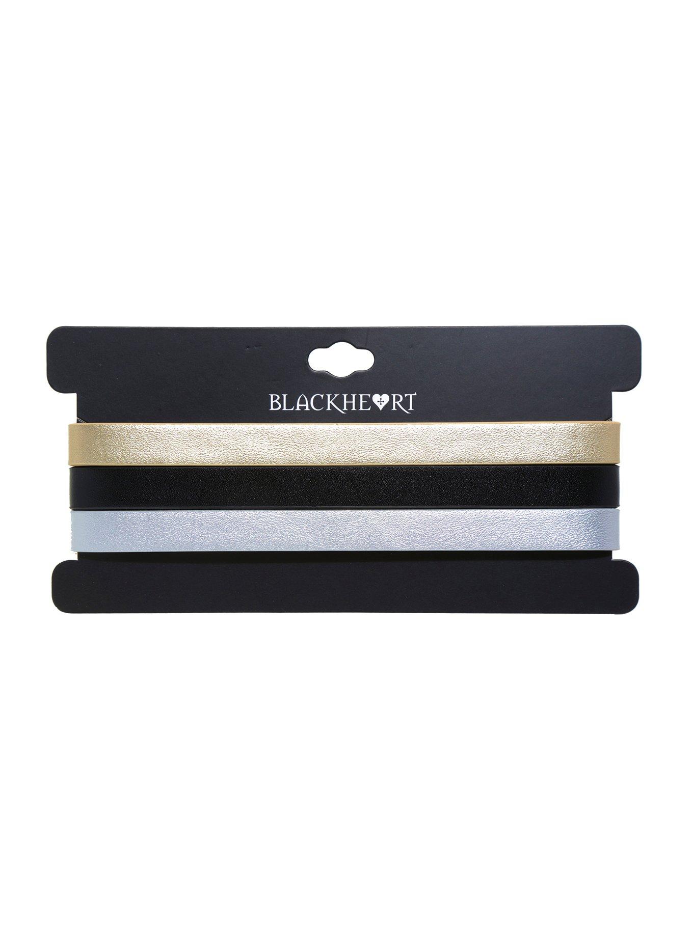 Blackheart Metallic Faux Leather Choker Set, , hi-res