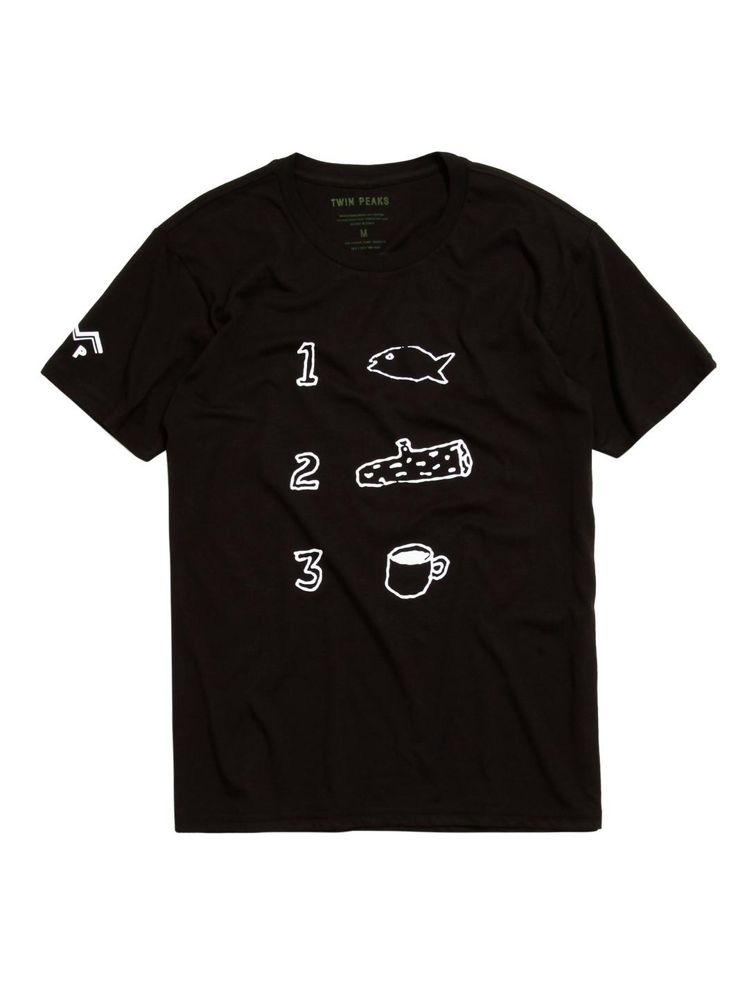 Twin Peaks Fish Log Coffee T-Shirt, BLACK, hi-res