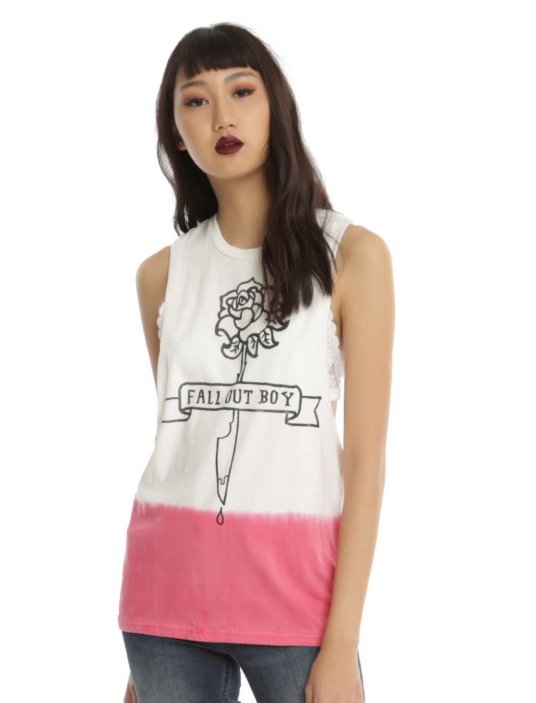 Fall Out Boy American Psycho Tie Dye Girls Muscle Top, WHITE, hi-res