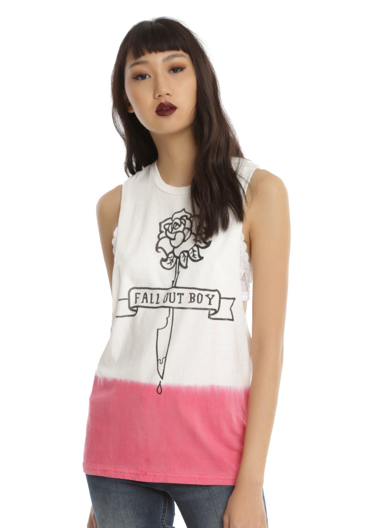 Fall Out Boy American Psycho Tie Dye Girls Muscle Top, WHITE, hi-res