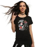 Guns N' Roses Skull GNR Girls Dolman Sleeve Top, BLACK, hi-res