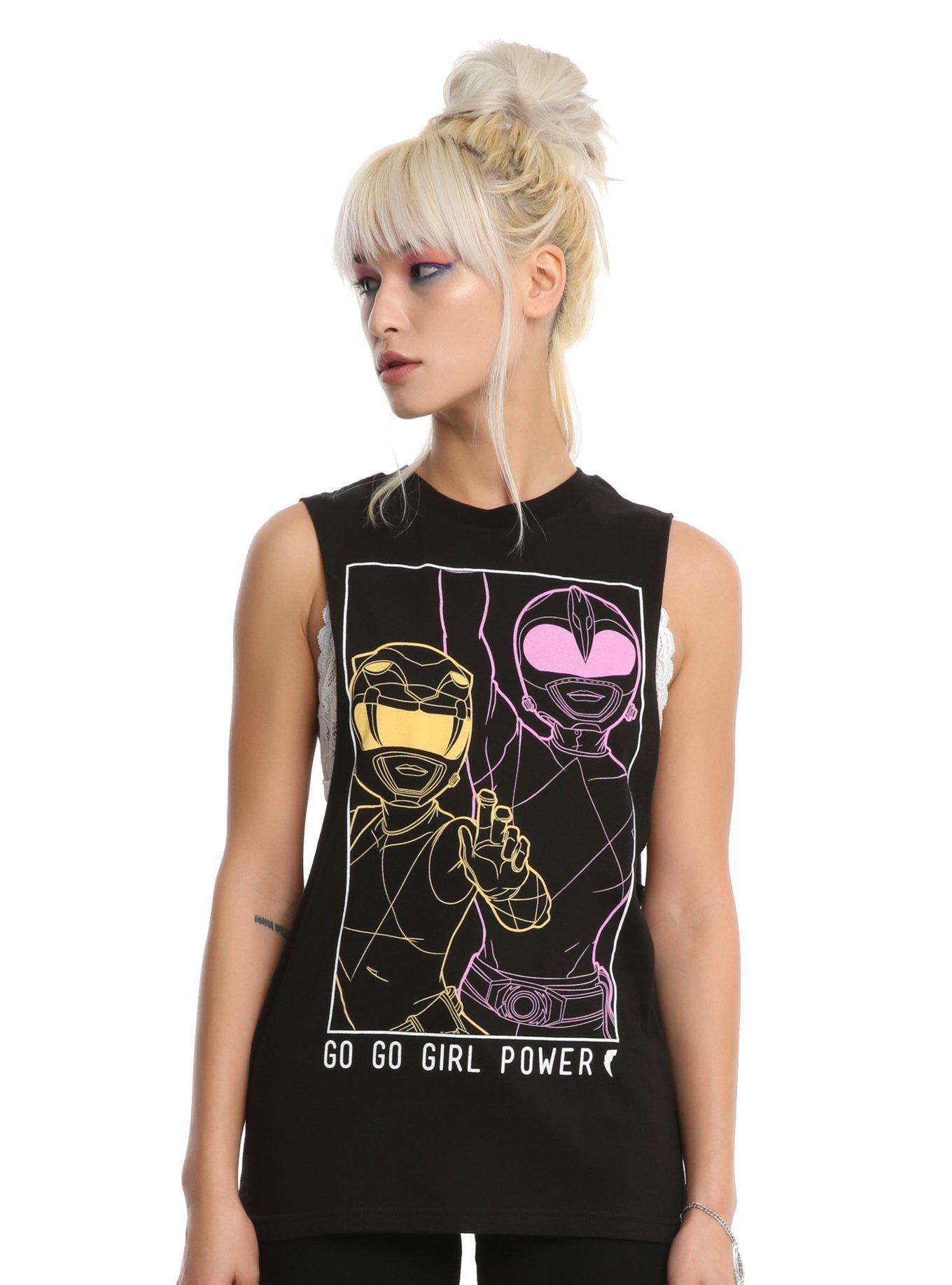 Mighty Morphin Power Rangers Girl Power Girls Drop Arm Muscle Top | Hot ...
