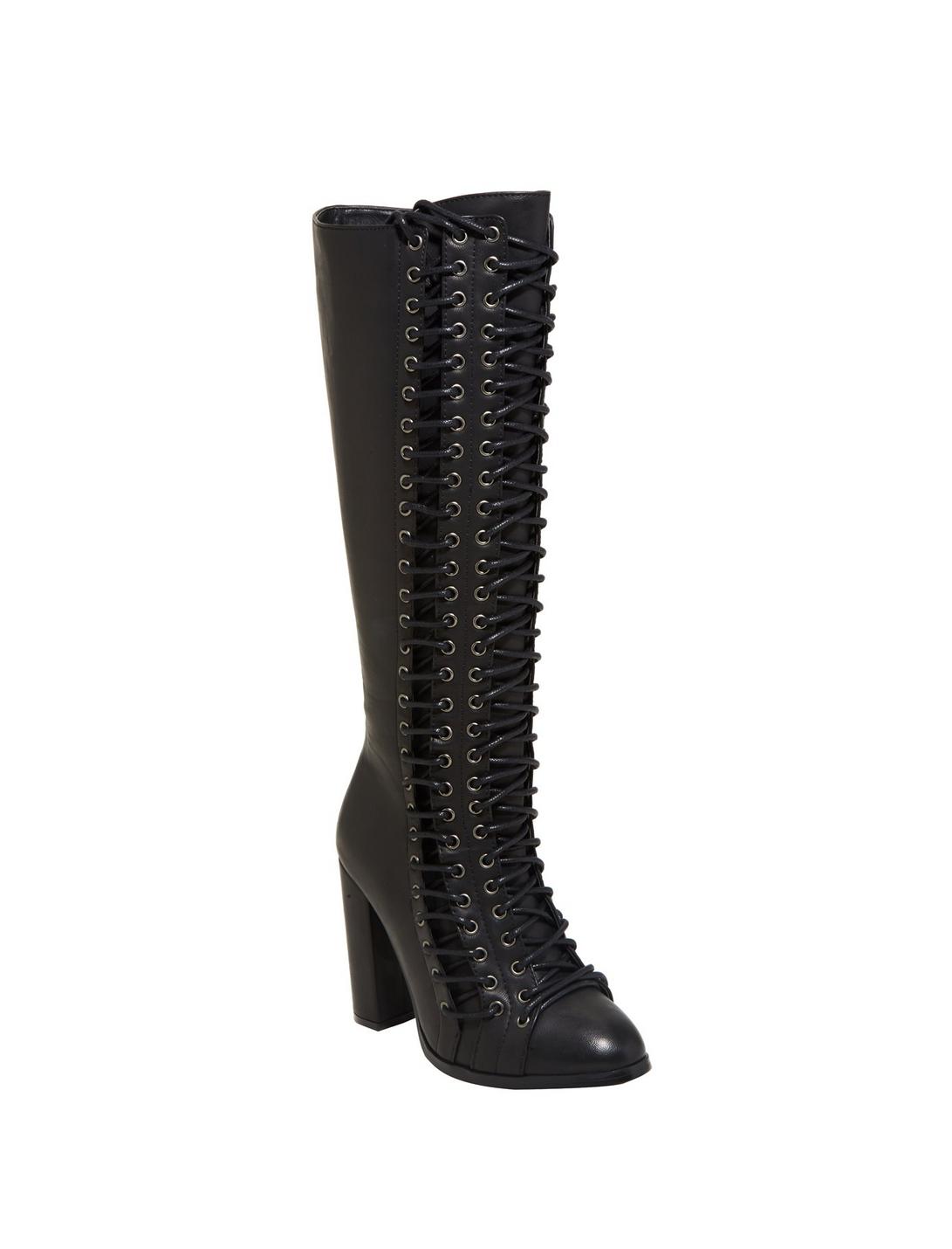Triple Lace-Up Over-The-Knee Boots, BLACK, hi-res