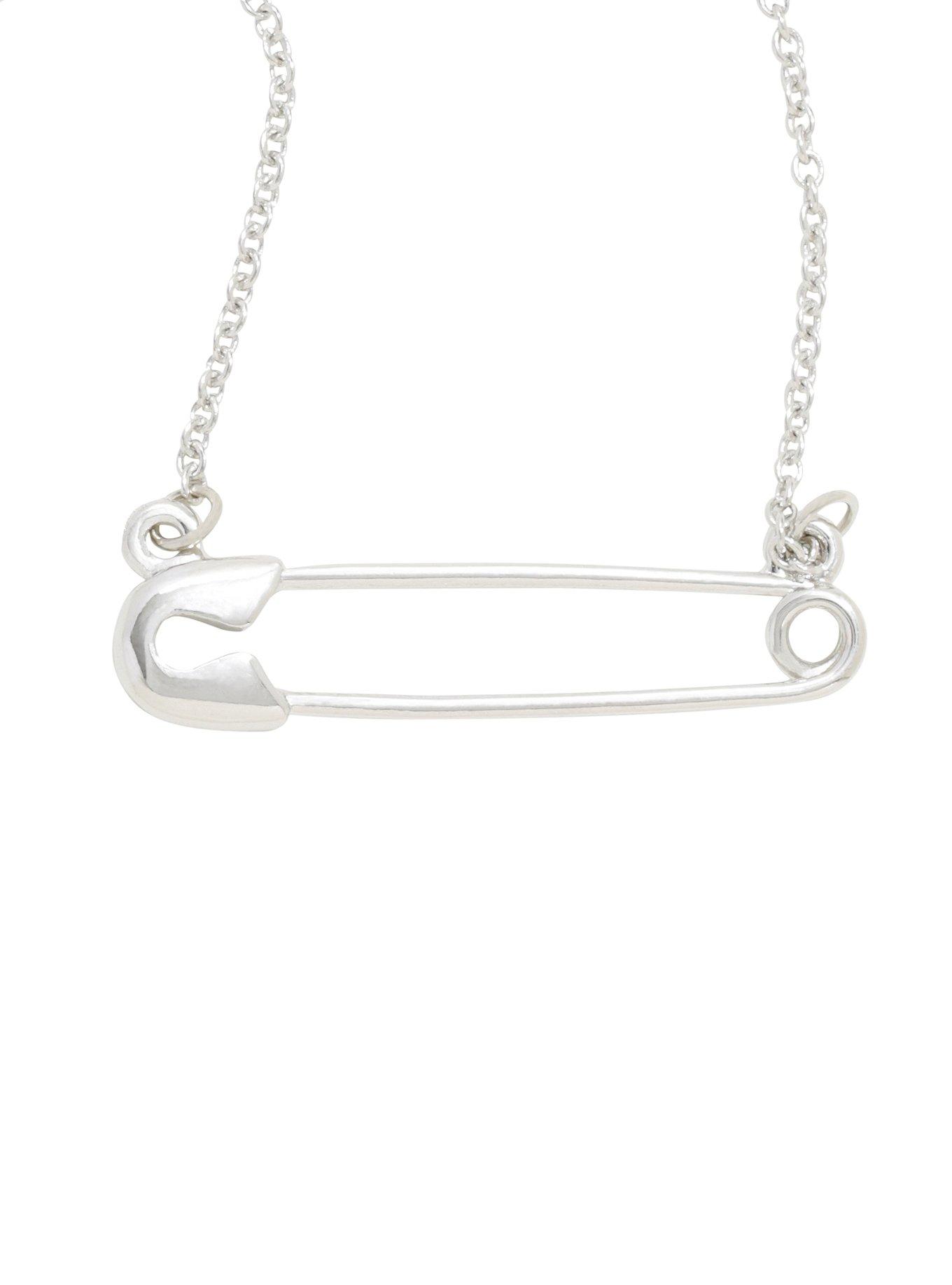 Blackheart Safety Pin Pendant Necklace, , hi-res
