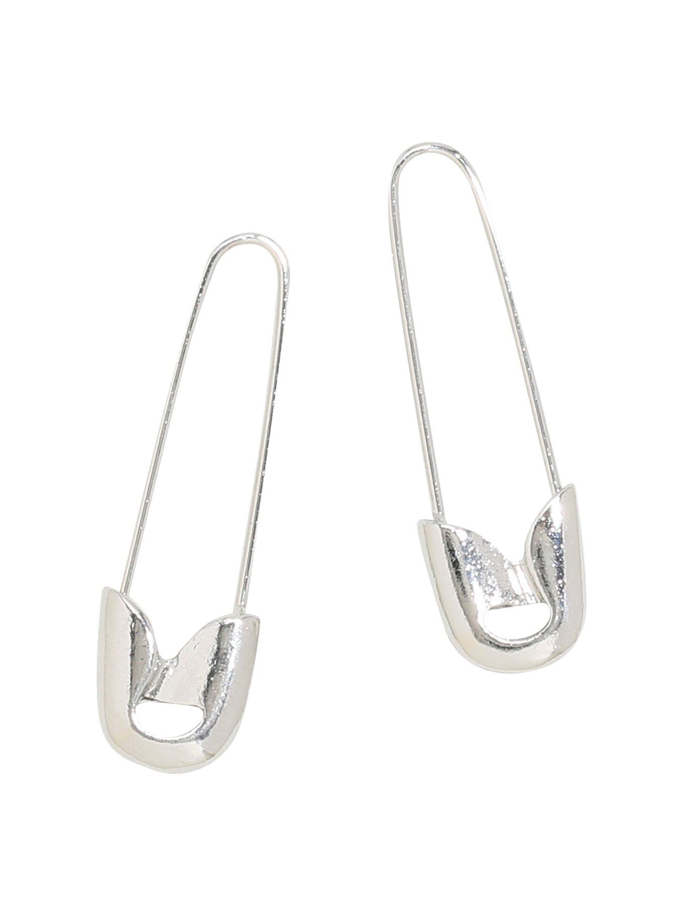 Blackheart Safety Pin Earrings, , hi-res