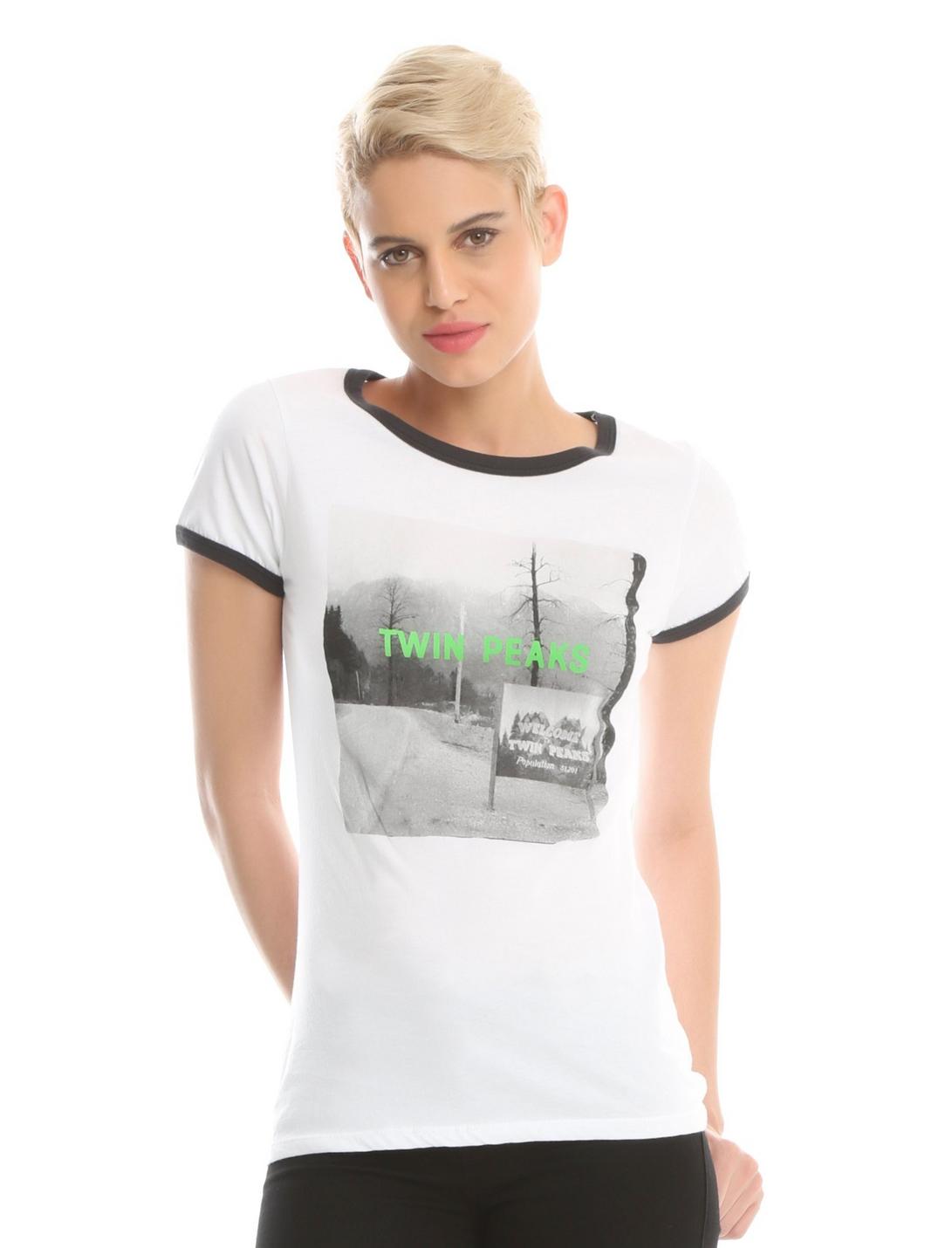 Twin Peaks Welcome Girls Ringer T-Shirt, WHITE, hi-res