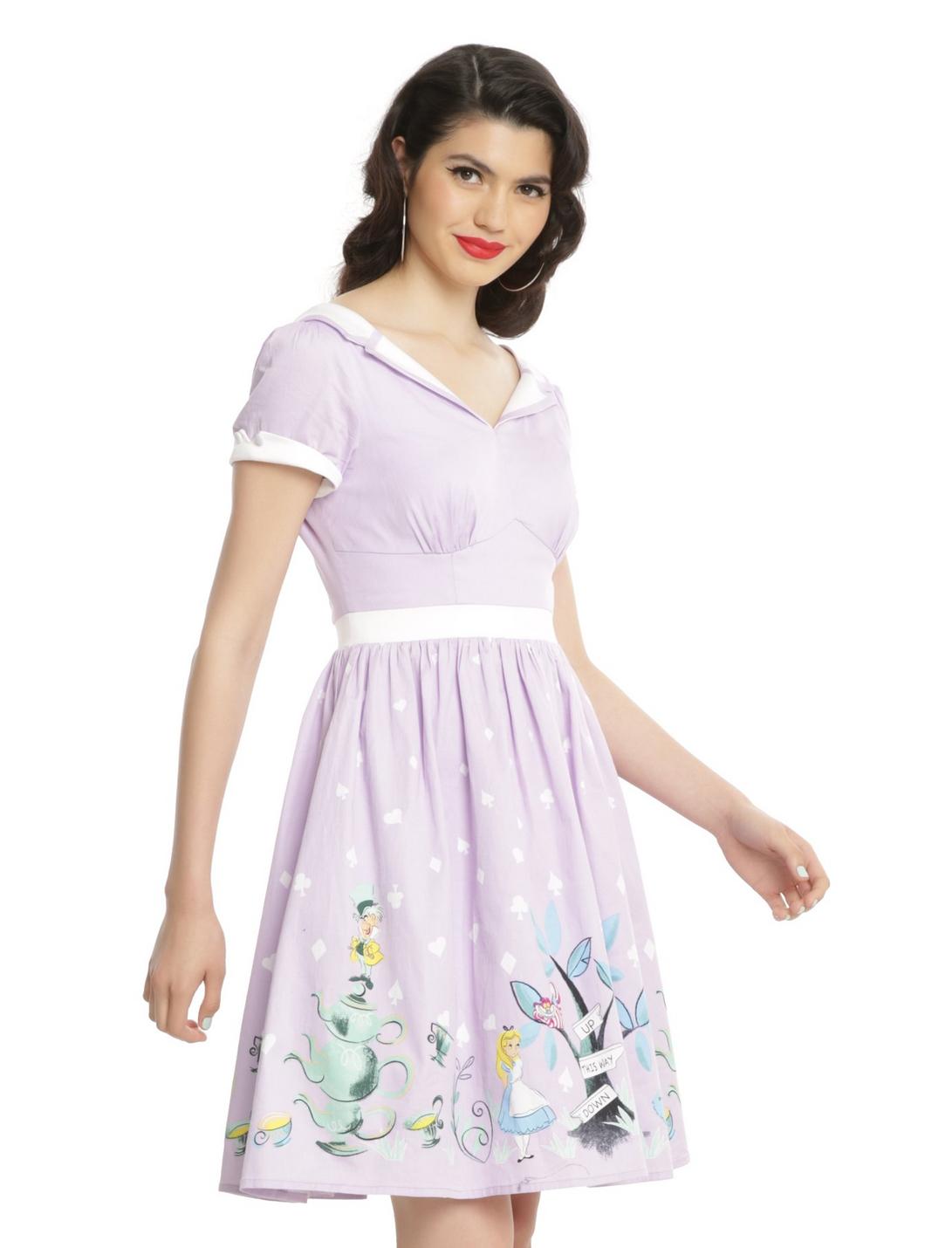 Disney Alice In Wonderland Tea Party Retro Dress, PURPLE, hi-res