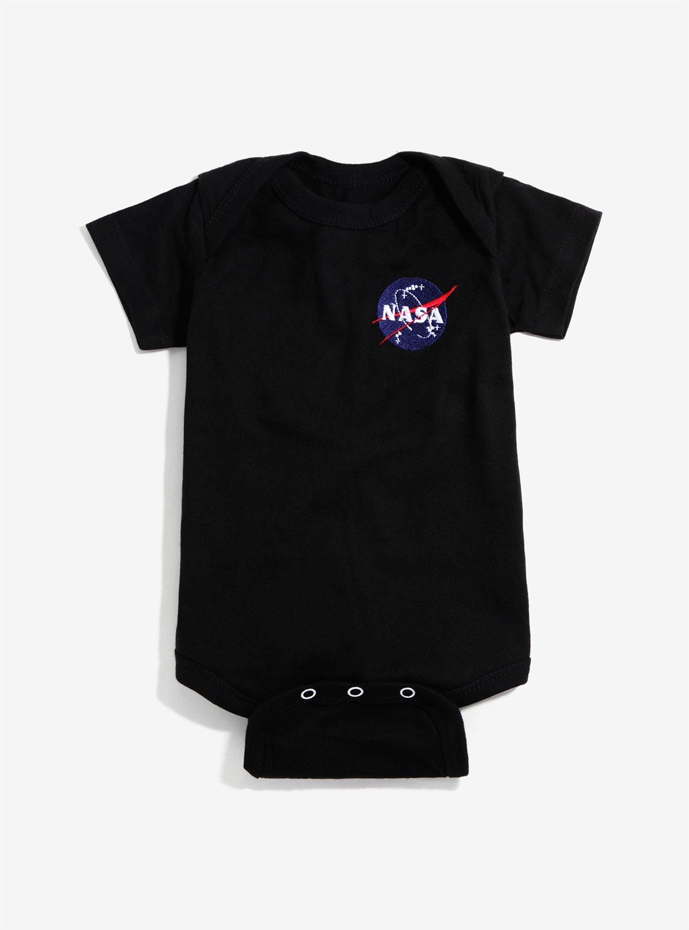 NASA Embroidered Patch Baby Bodysuit, BLACK, hi-res