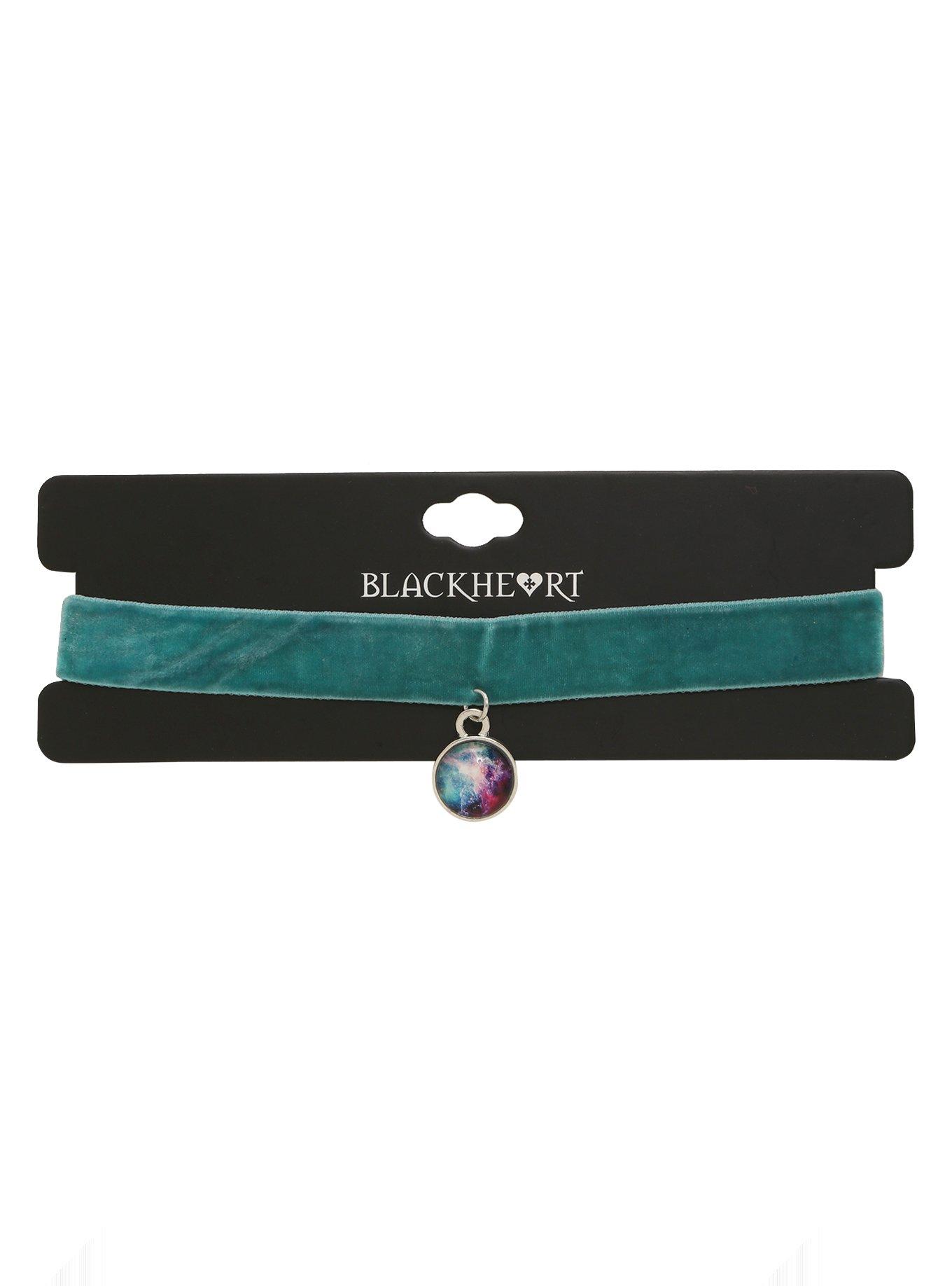 Blackheart Galaxy Teal Velvet Choker, , hi-res