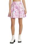 Pastel Galaxy Print Skater Skirt, PINK, hi-res