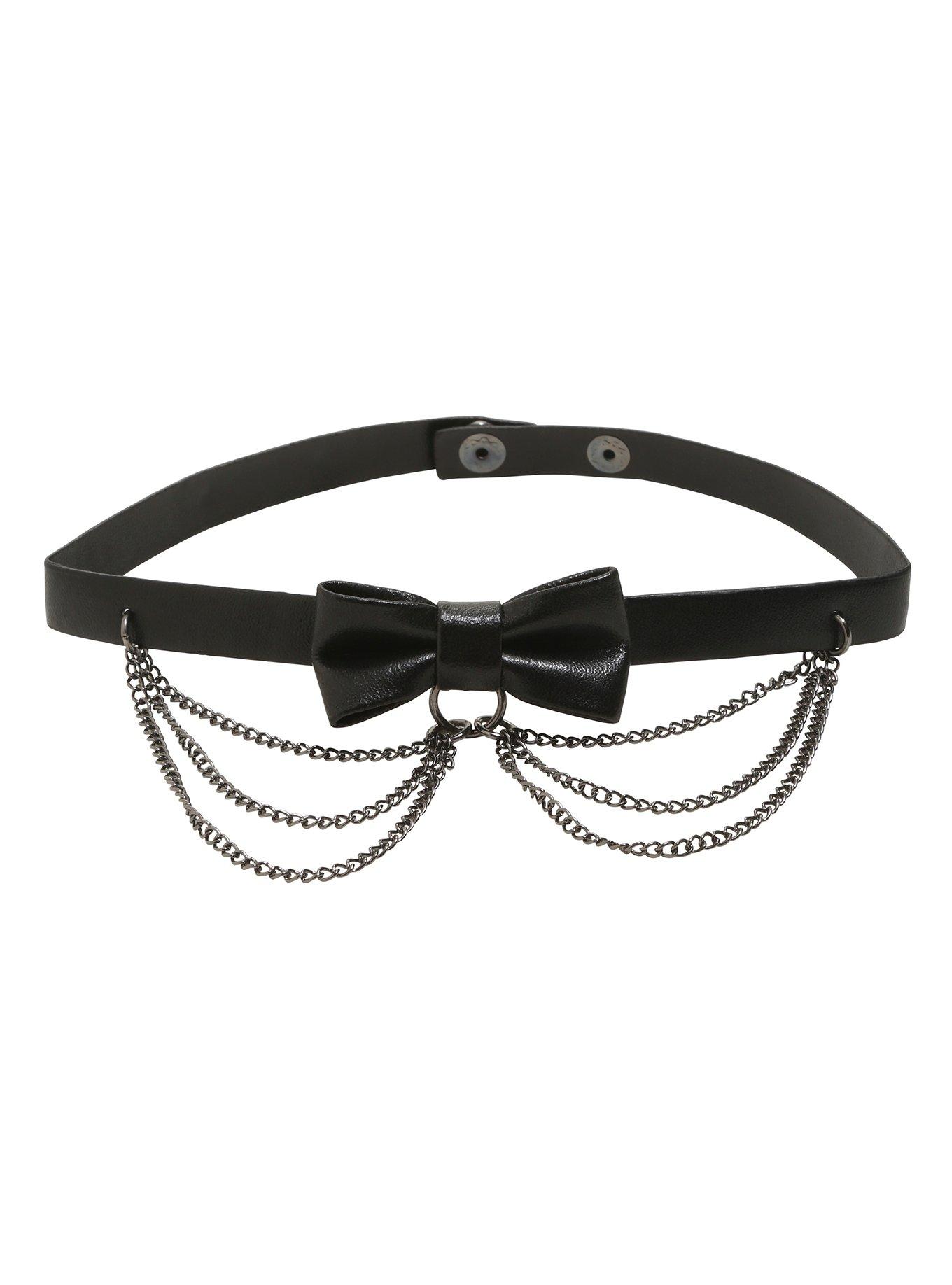 Blackheart Faux Leather Bow Chain Choker Hot Topic