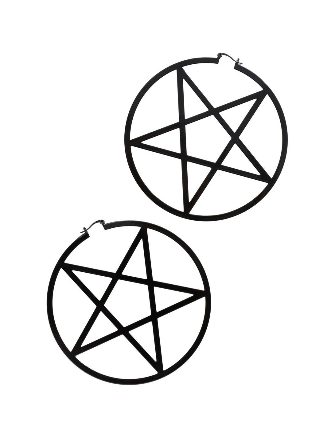 Blackheart Jumbo Pentagram Hoops, , hi-res