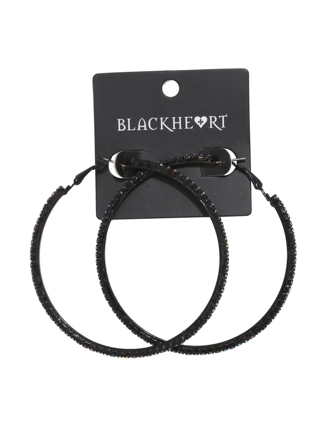 Blackheart Black Bling Hoops, , hi-res