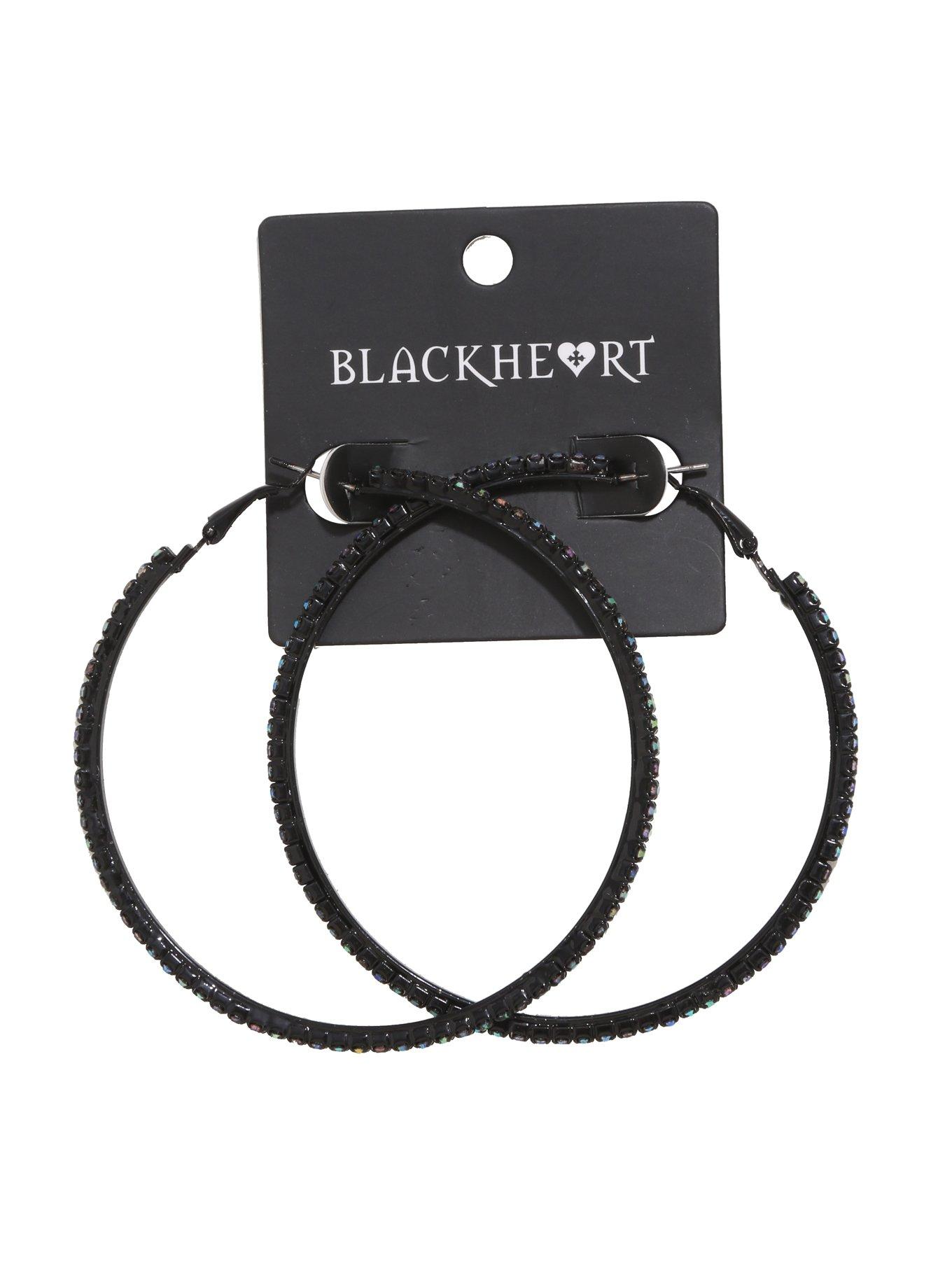 Blackheart Black Bling Hoops, , hi-res