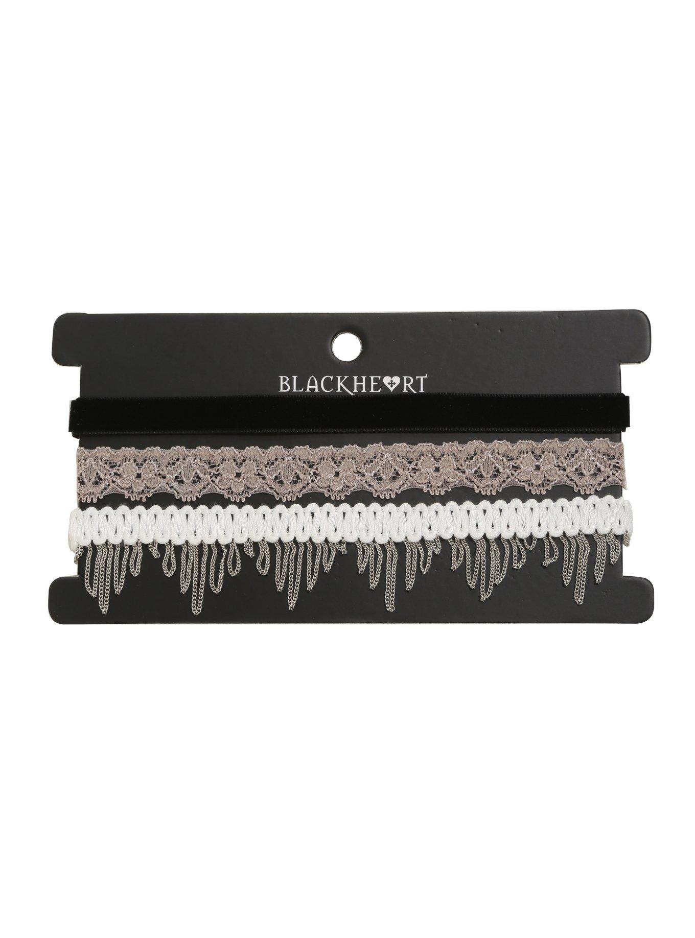 Blackheart Velvet Lace & Thread Choker Set, , hi-res