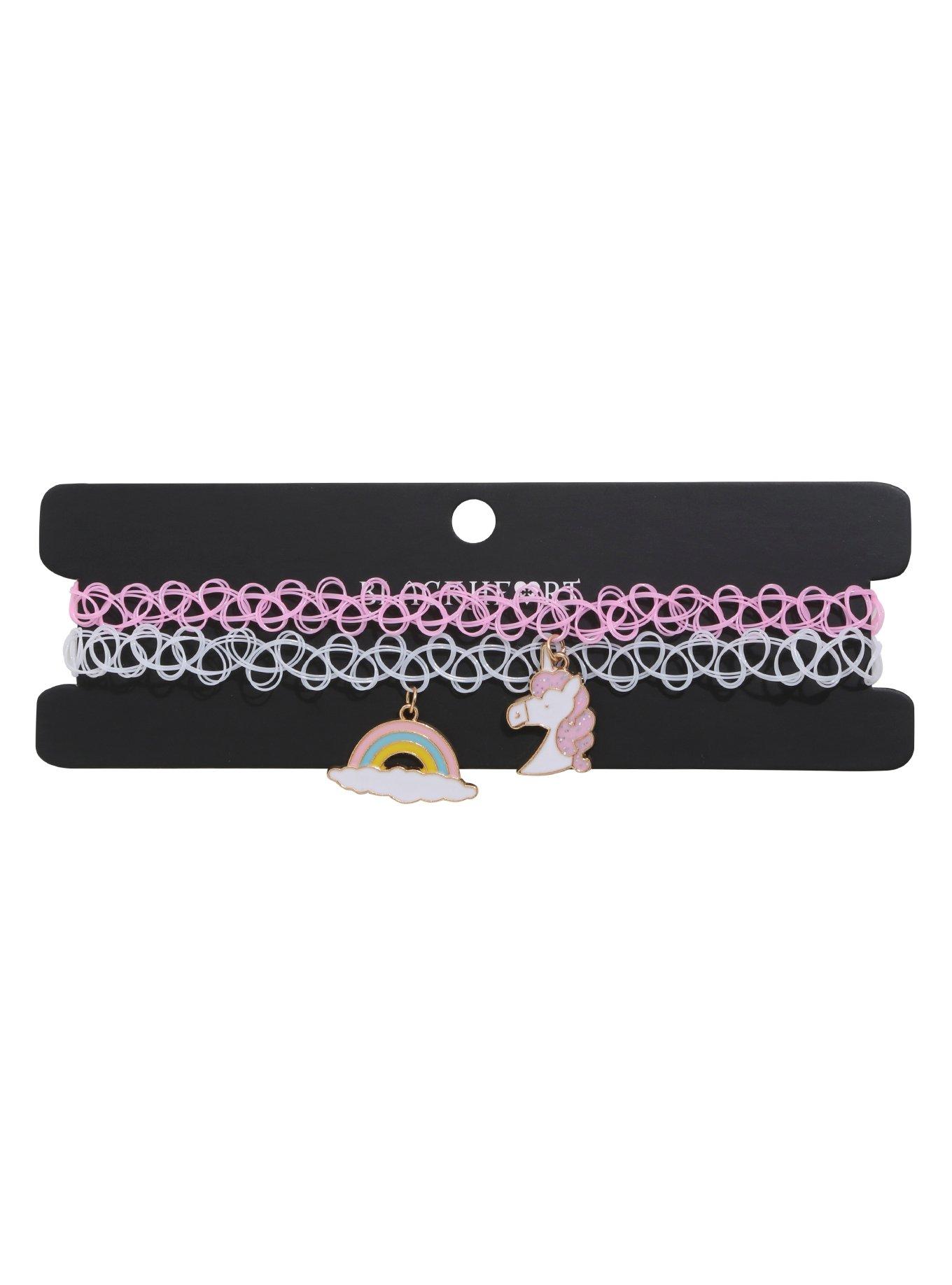 Blackheart Unicorn & Rainbow Tattoo Choker 2 Pack, , hi-res