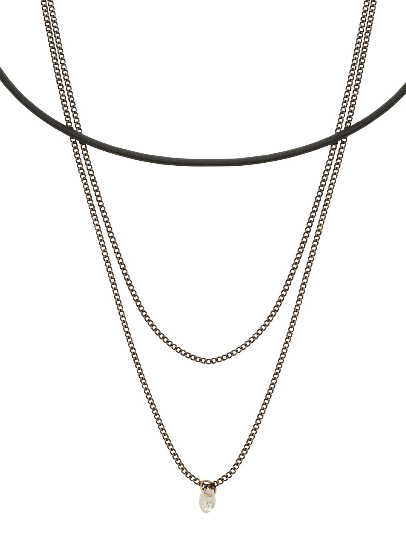 Blackheart Gold & Black Stacked Chain & Choker Necklace, , hi-res