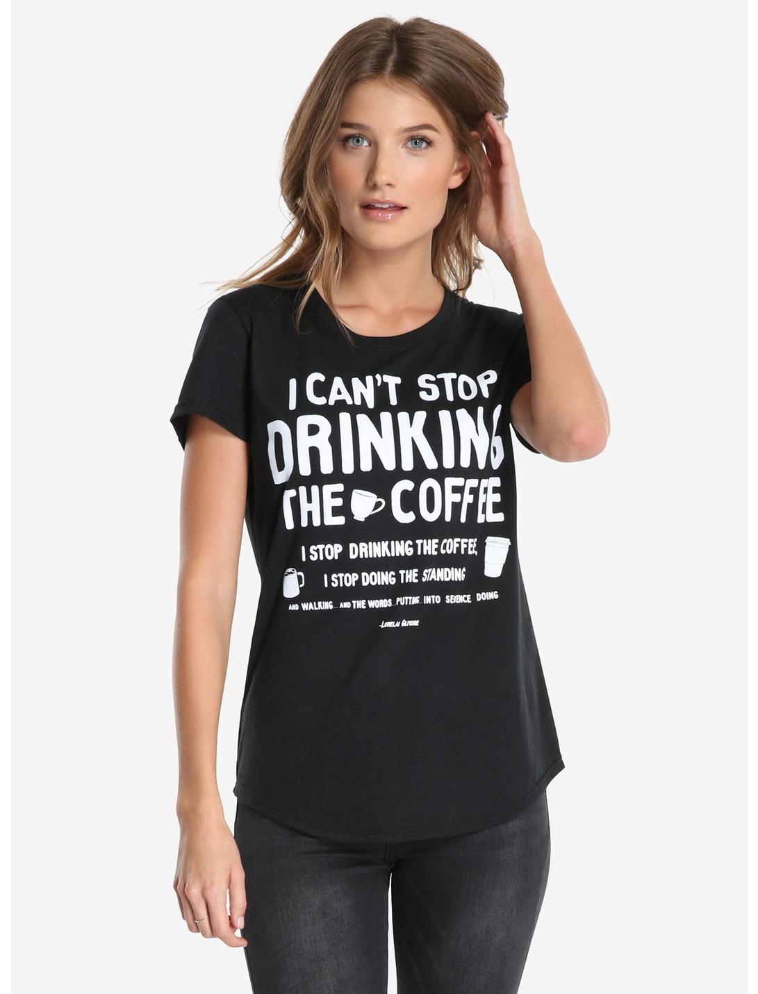 Gilmore Girls Can't Stop Coffee Womens Tee, BLACK, hi-res