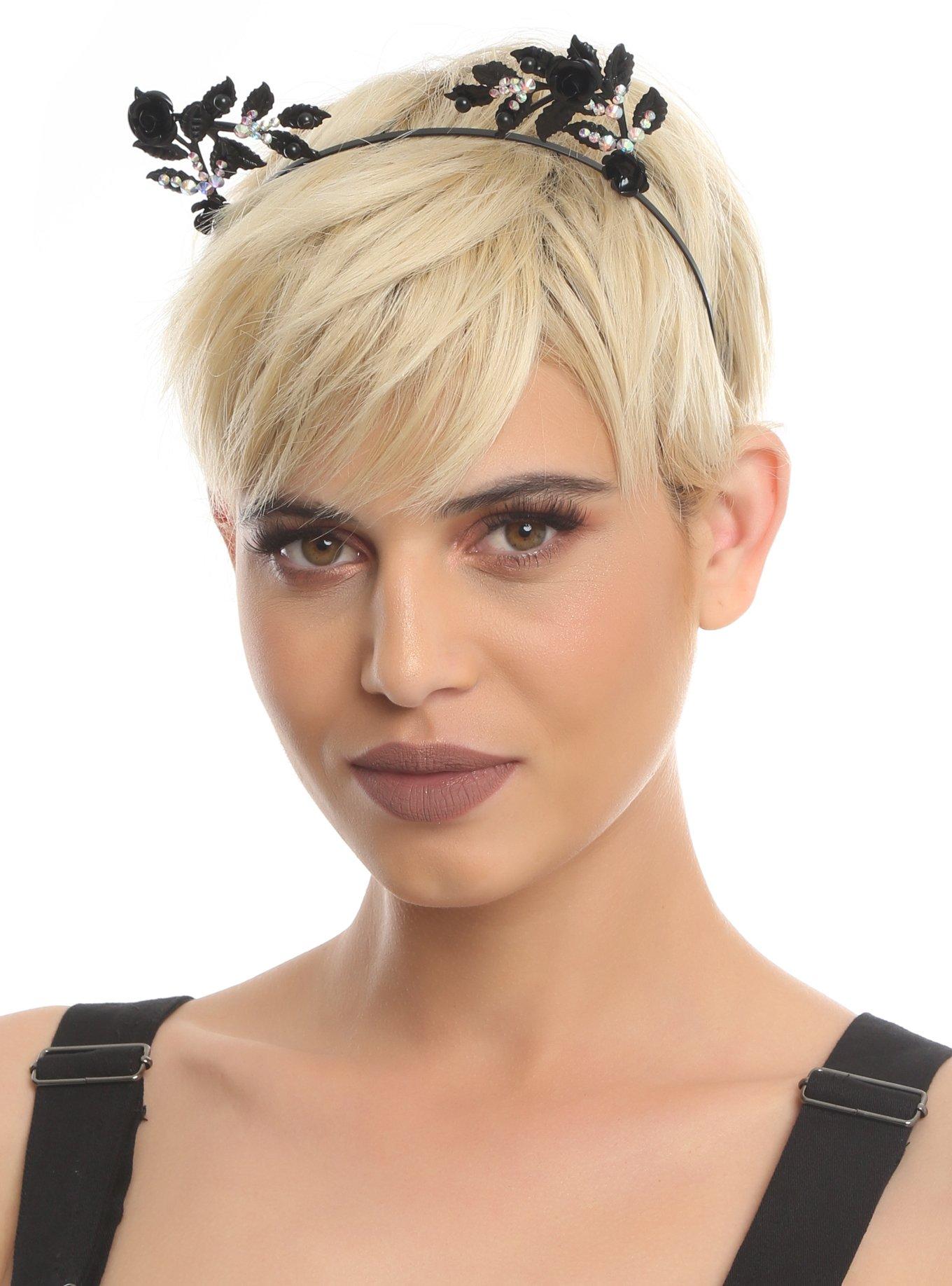 Black Bling Cat Ear Headband, , hi-res